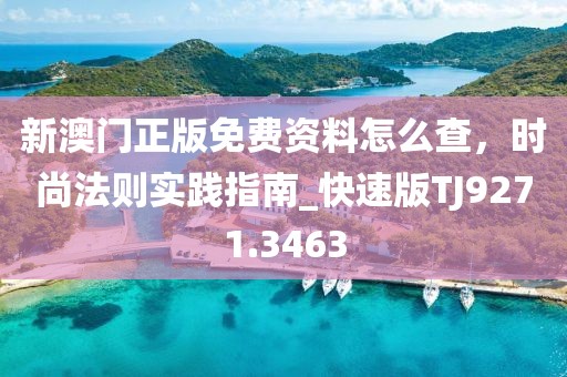 新澳門(mén)正版免費(fèi)資料怎么查，時(shí)尚法則實(shí)踐指南_快速版TJ9271.3463