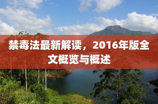 禁毒法最新解讀，2016年版全文概覽與概述