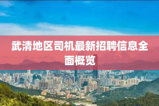 武清地區(qū)司機最新招聘信息全面概覽