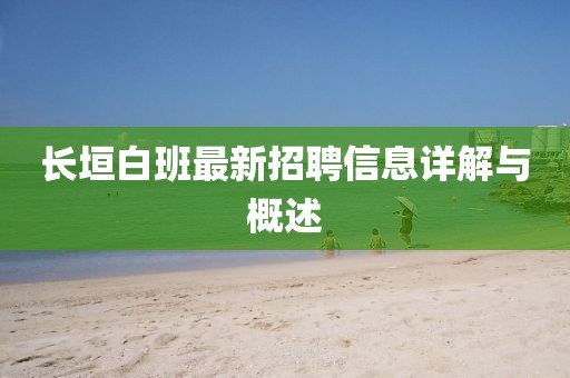 長垣白班最新招聘信息詳解與概述