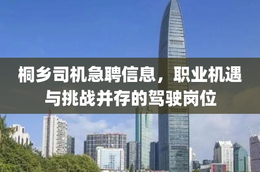 桐鄉(xiāng)司機(jī)急聘信息，職業(yè)機(jī)遇與挑戰(zhàn)并存的駕駛崗位