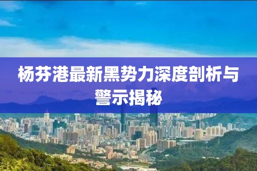 楊芬港最新黑勢力深度剖析與警示揭秘