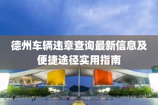 德州車輛違章查詢最新信息及便捷途徑實(shí)用指南