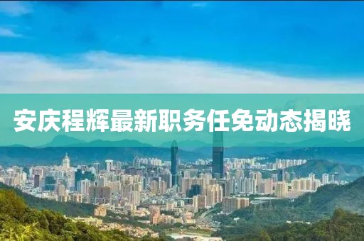 安慶程輝最新職務(wù)任免動(dòng)態(tài)揭曉