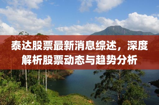 泰達(dá)股票最新消息綜述，深度解析股票動態(tài)與趨勢分析