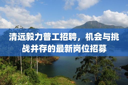 清遠毅力普工招聘，機會與挑戰(zhàn)并存的最新崗位招募