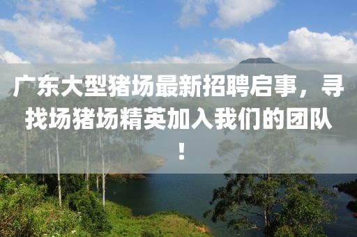 廣東大型豬場最新招聘啟事，尋找場豬場精英加入我們的團(tuán)隊(duì)！