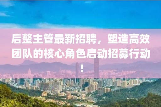 后整主管最新招聘，塑造高效團(tuán)隊(duì)的核心角色啟動(dòng)招募行動(dòng)！