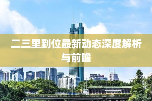 二三里到位最新動態(tài)深度解析與前瞻