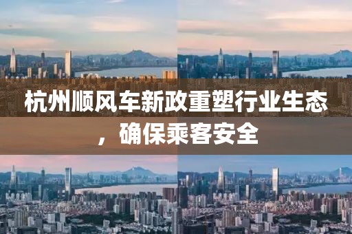 杭州順風(fēng)車(chē)新政重塑行業(yè)生態(tài)，確保乘客安全