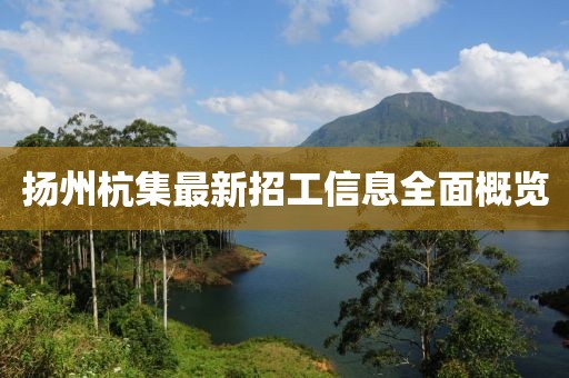 揚州杭集最新招工信息全面概覽