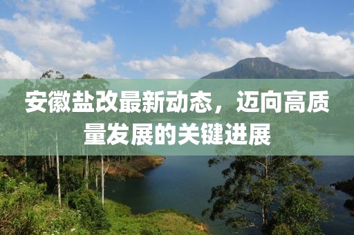 安徽鹽改最新動態(tài)，邁向高質(zhì)量發(fā)展的關(guān)鍵進(jìn)展