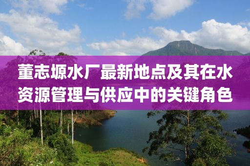 董志塬水廠最新地點(diǎn)及其在水資源管理與供應(yīng)中的關(guān)鍵角色