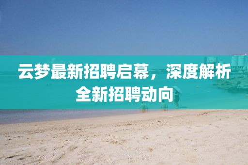 云夢最新招聘啟幕，深度解析全新招聘動向
