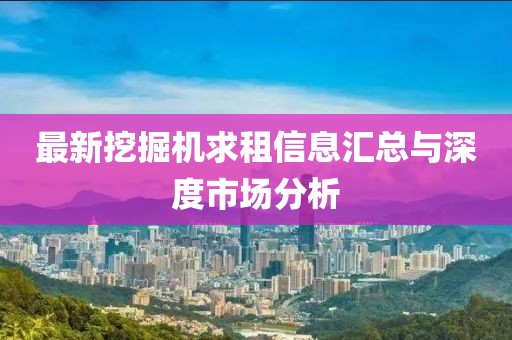 最新挖掘機(jī)求租信息匯總與深度市場(chǎng)分析