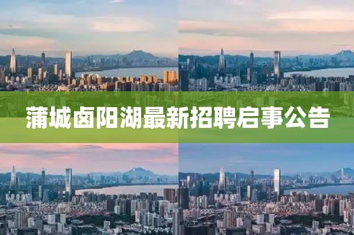 蒲城鹵陽湖最新招聘啟事公告