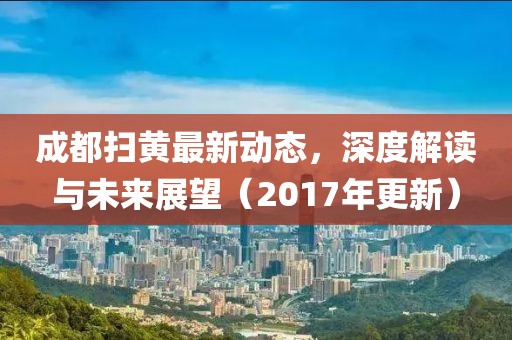 成都掃黃最新動態(tài)，深度解讀與未來展望（2017年更新）
