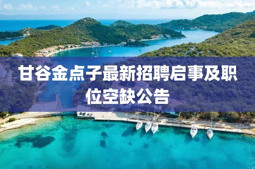 甘谷金點(diǎn)子最新招聘啟事及職位空缺公告