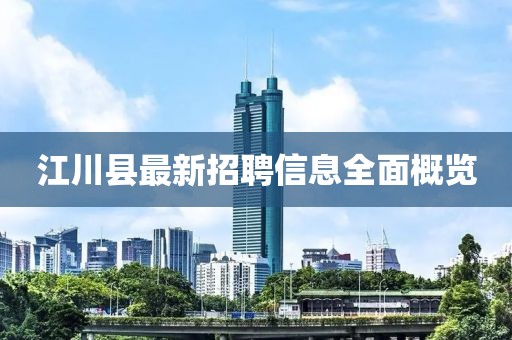 江川縣最新招聘信息全面概覽