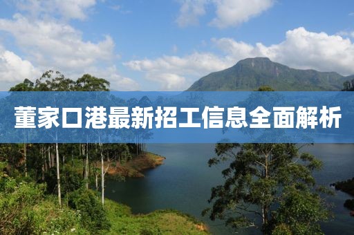 董家口港最新招工信息全面解析