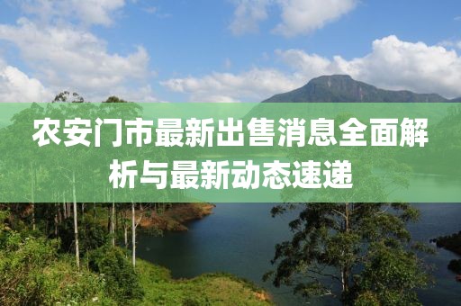 農(nóng)安門市最新出售消息全面解析與最新動(dòng)態(tài)速遞
