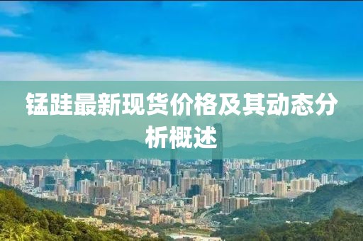 錳跬最新現(xiàn)貨價格及其動態(tài)分析概述