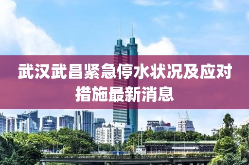 武漢武昌緊急停水狀況及應對措施最新消息
