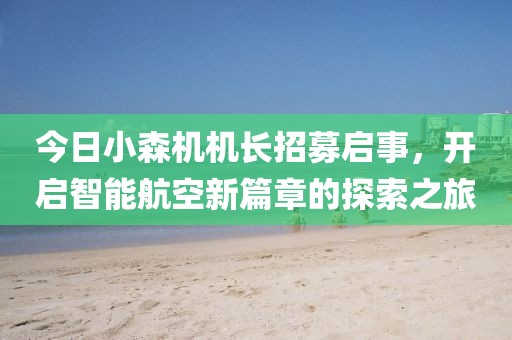 今日小森機(jī)機(jī)長招募啟事，開啟智能航空新篇章的探索之旅