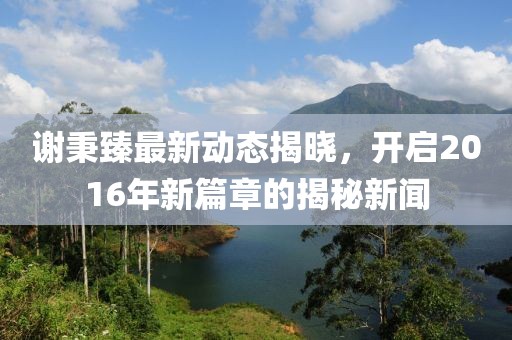謝秉臻最新動態(tài)揭曉，開啟2016年新篇章的揭秘新聞