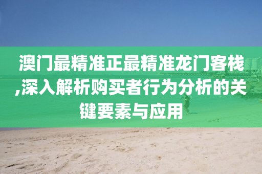 澳門最精準(zhǔn)正最精準(zhǔn)龍門客棧,深入解析購(gòu)買者行為分析的關(guān)鍵要素與應(yīng)用