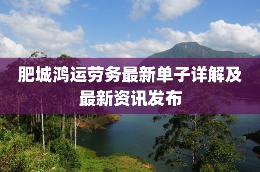 肥城鴻運勞務最新單子詳解及最新資訊發(fā)布