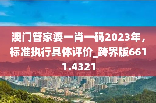 澳門(mén)管家婆一肖一碼2023年，標(biāo)準(zhǔn)執(zhí)行具體評(píng)價(jià)_跨界版6611.4321